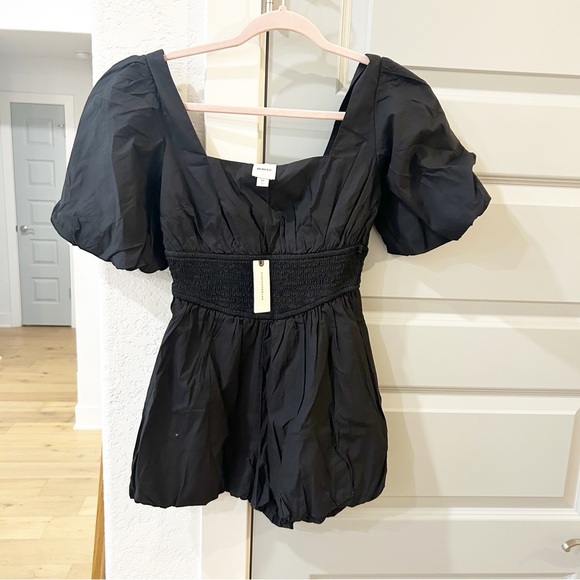 NWT Anthropologie Maeve Puff-Sleeve Smocked Romper - Picture 3 of 5